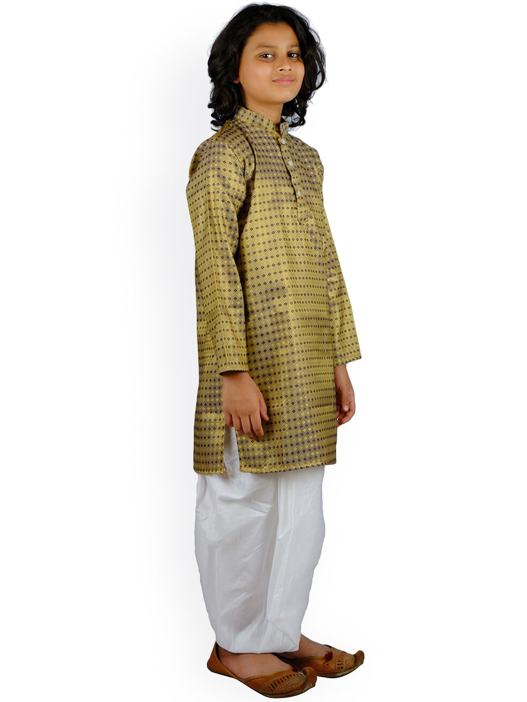 Sethukrishna Boys Blue Striped Kurti with Dhoti Pants