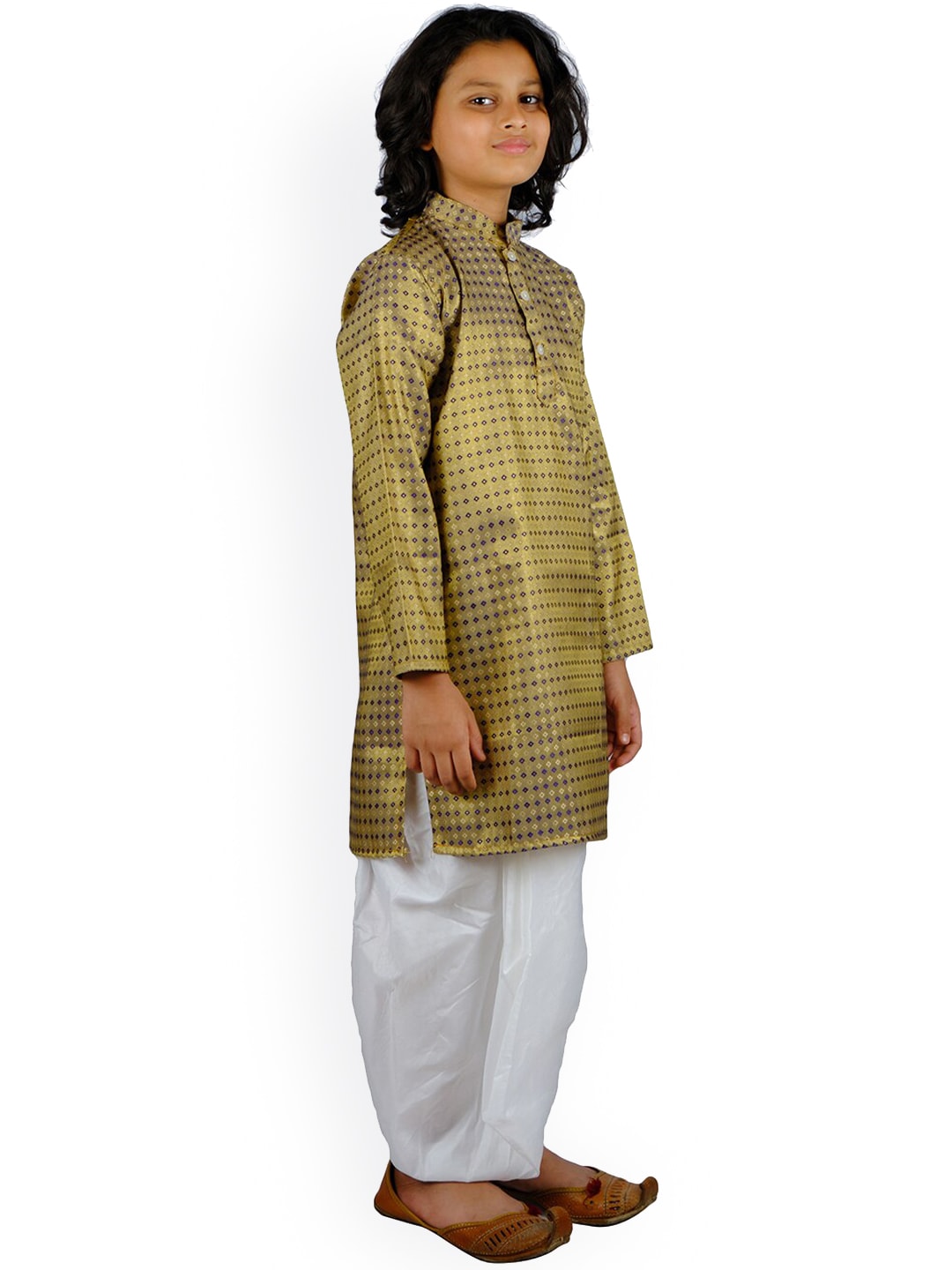 Sethukrishna Boys Blue Striped Kurti with Dhoti Pants