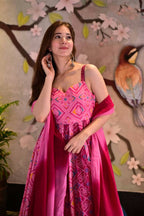 Partywear Designer Light Coral Pure Maslin Gown - Anbazaar - Distacart
