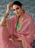 Anaita Pink Embroidery Work Saree With Jacquard Work Blouse Piece - Distacart