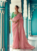 Anaita Pink Embroidery Work Saree With Jacquard Work Blouse Piece - Distacart