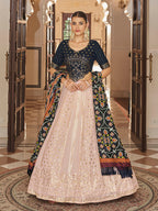 Myra Pink and Navy Blue Georgette Designer Lehenga Choli