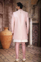 Raivat Ethnic Art Silk Embroidery Work 3 Pcs Indo Jacket Set In Cream Colour