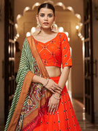 Myra Orange and green Georgette Designer Lehenga Choli