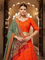 Myra Orange and green Georgette Designer Lehenga Choli