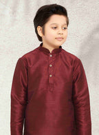 Raivat Ethnic Art Banarasi Silk Kids Kurta Pajama In Maroon Colour