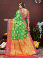 Lorenvalley Fashion Navyblue Kanjivaram Silk Woven Design with Zari Weaving Saree