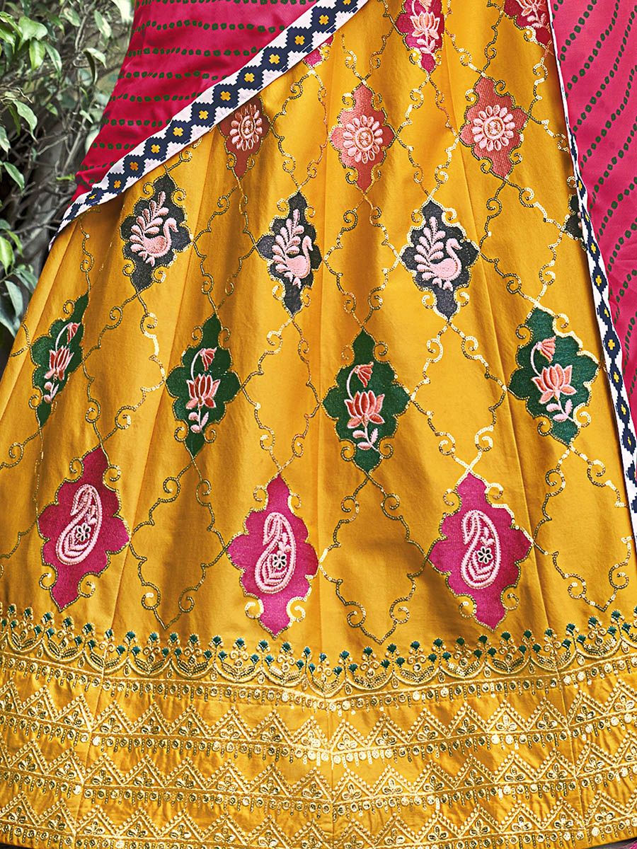 Myra Yellow Silk Embroidered Designer Lehenga Choli