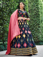 Myra Navy Silk Embroidered Designer Lehenga Choli