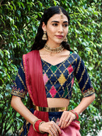 Myra Navy Silk Embroidered Designer Lehenga Choli