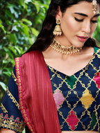 Myra Navy Silk Embroidered Designer Lehenga Choli