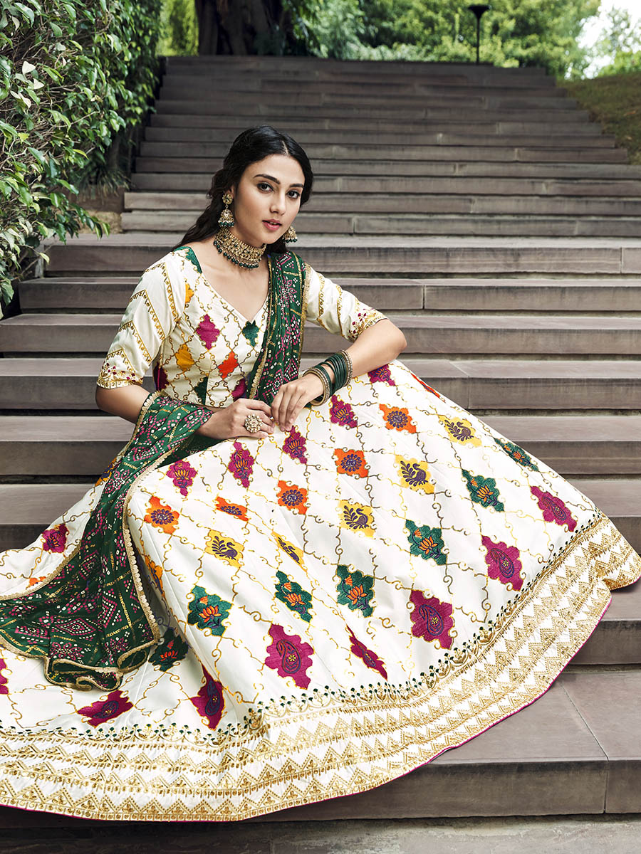 Myra White Silk Embroidered Designer Lehenga Choli