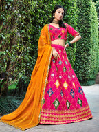 Myra Rani Pink Silk Embroidered Designer Lehenga Choli