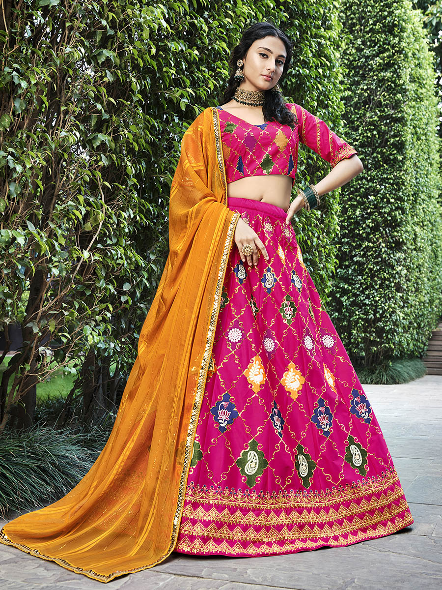Myra Rani Pink Silk Embroidered Designer Lehenga Choli