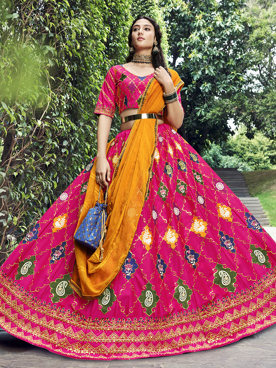 Myra Rani Pink Silk Embroidered Designer Lehenga Choli