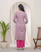 Vaasva Women Grey Cotton Printed Straight Kurti