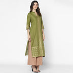 Maai Rayon Hand Printed Kurta Olive - Distacart