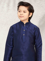 Raivat Ethnic Art Banarasi Silk Kids Kurta Pajama In Blue Colour