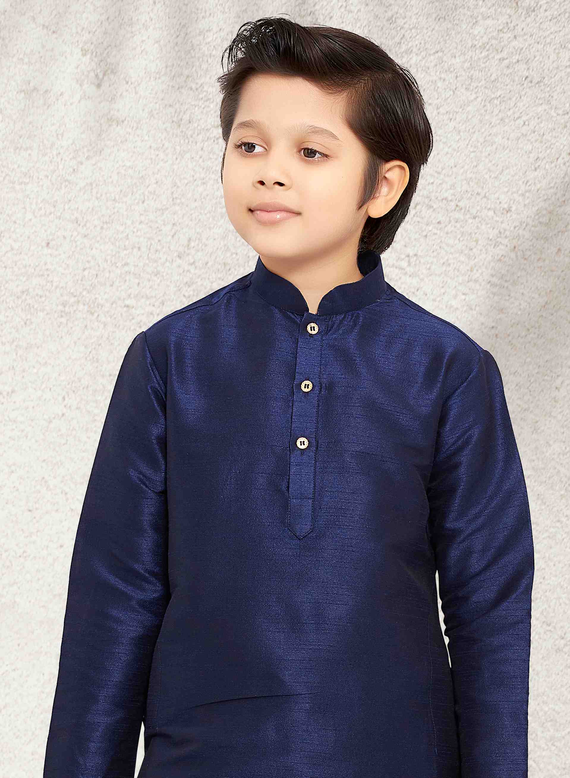 Raivat Ethnic Art Banarasi Silk Kids Kurta Pajama In Blue Colour