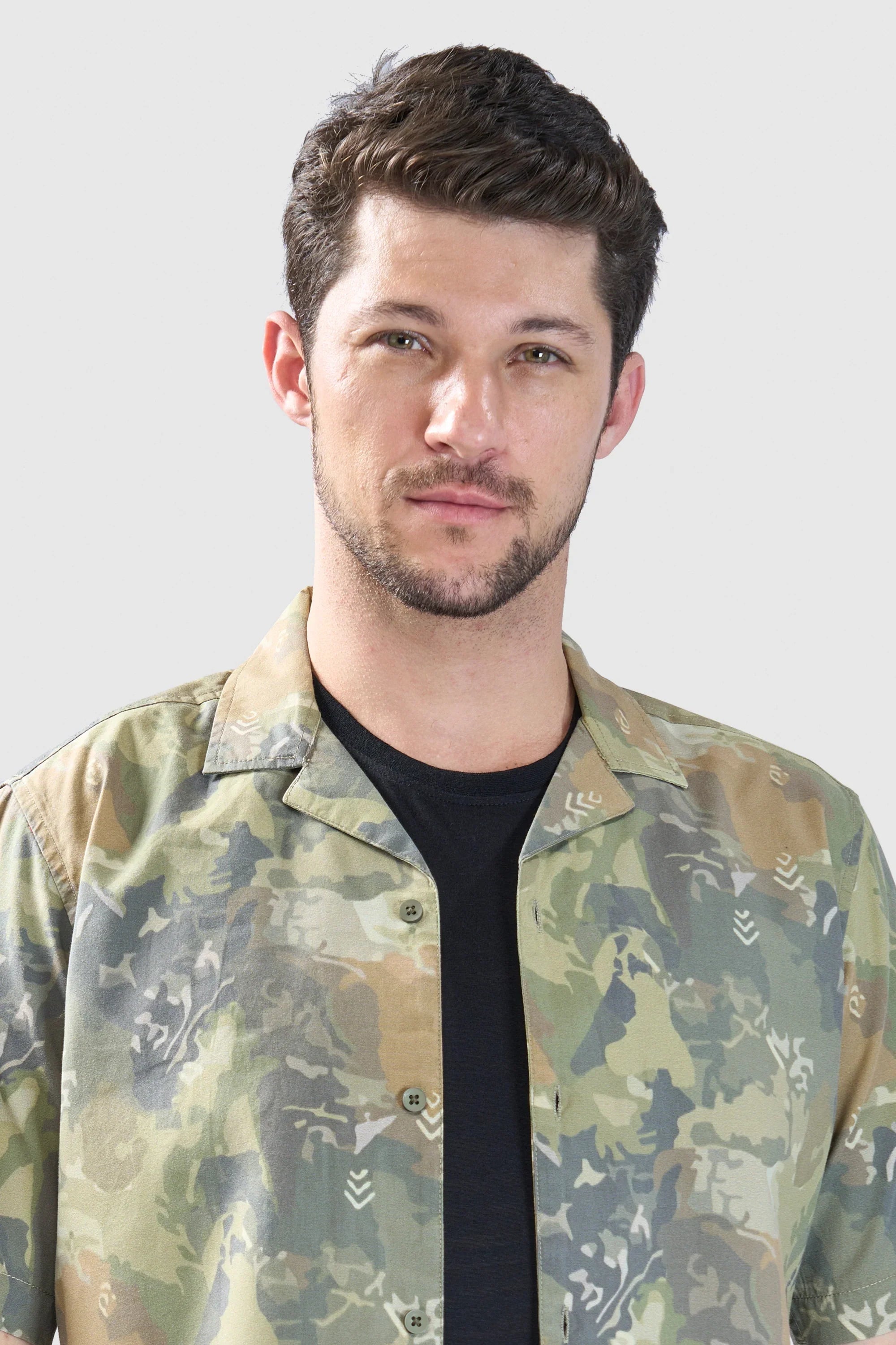 Xkind Olive Abstract Printed Relaxed Fit Shirt