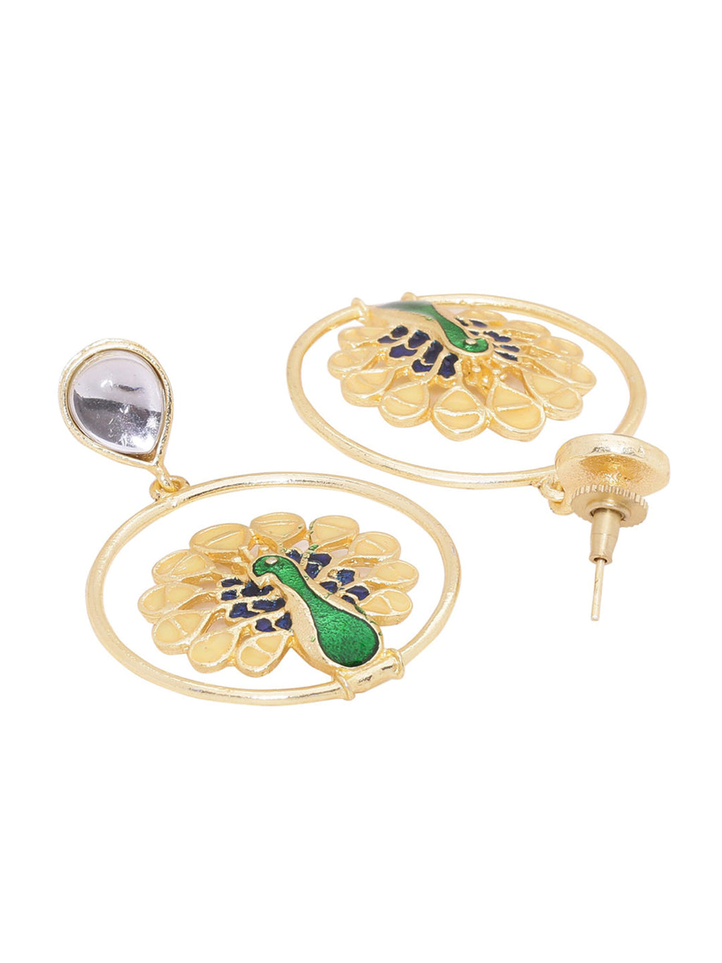 Shoshaa Green Peacock Shaped Drop Earrings - Distacart