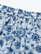 TAG 7 Women White & Blue Printed Pure Cotton Flared Palazzos