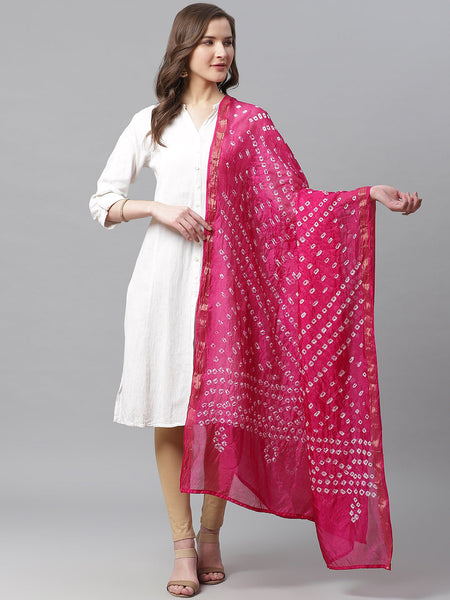 Juniper Women Fuchsia Shantoon Bandhani Na Dupatta