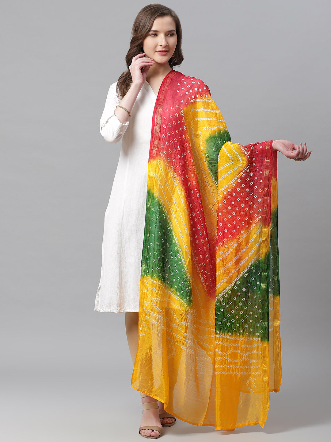 Juniper Women Mustard&Green Shantoon Bandhani Na Dupatta - Distacart