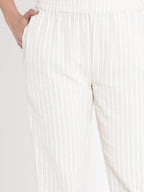 Juniper Women Natural Cotton Flex Striped Slim Fit Pant/Slim Pant - Distacart
