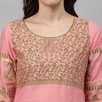 Maai Rayon Hand Printed Kurta Peach - Distacart