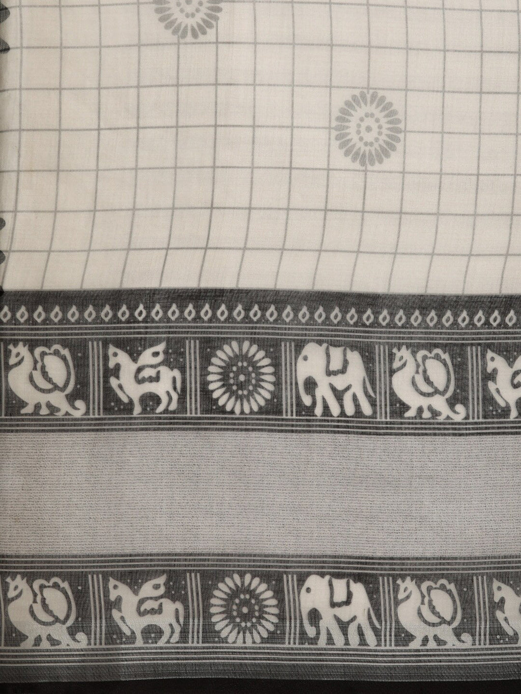 Sangria Black & Grey Ethnic Motifs Zari Pure Linen Saree - Distacart