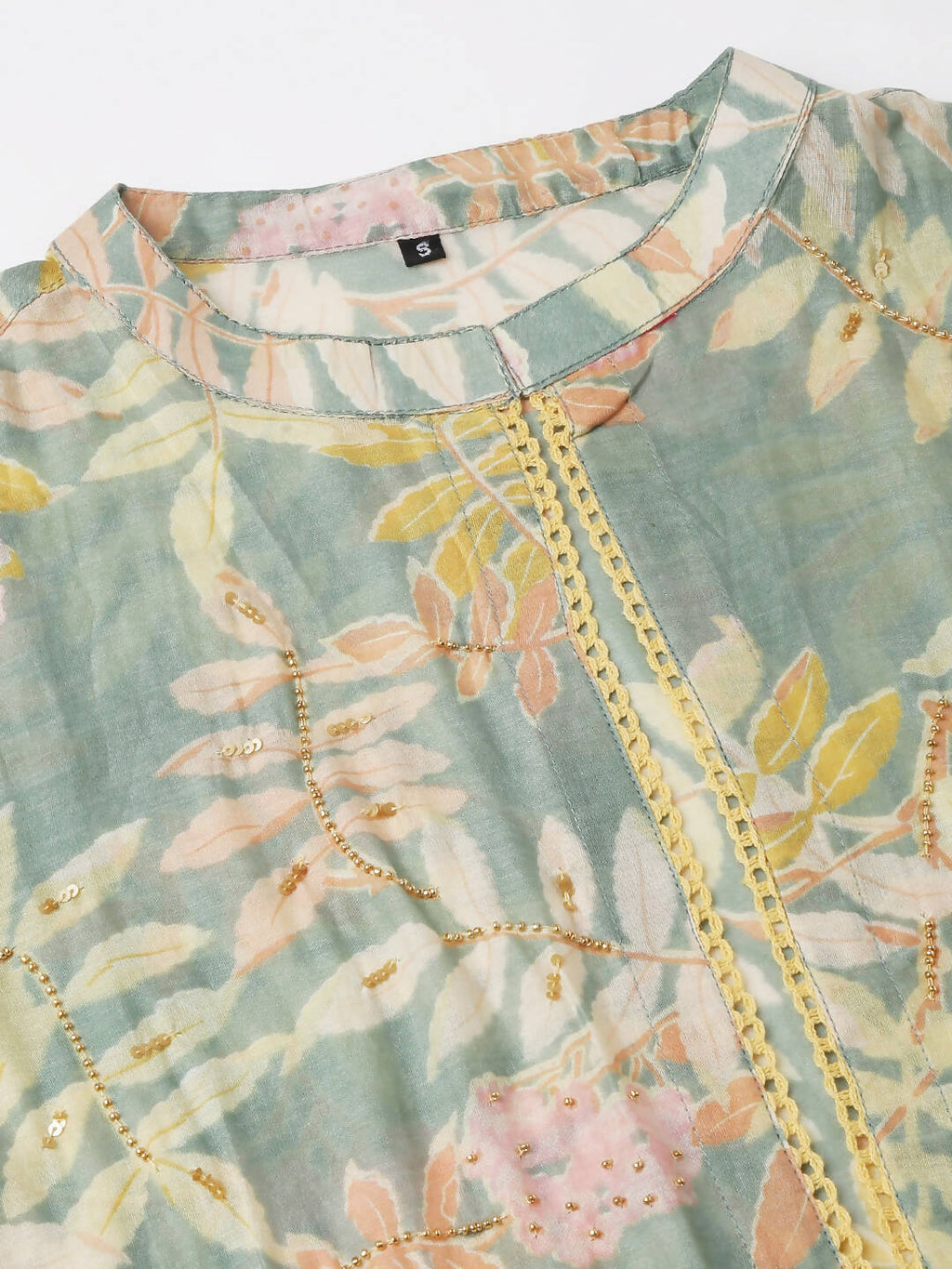 Green Cotton Solid Flared Dress with Printed Shrug - Yukti - Distacart