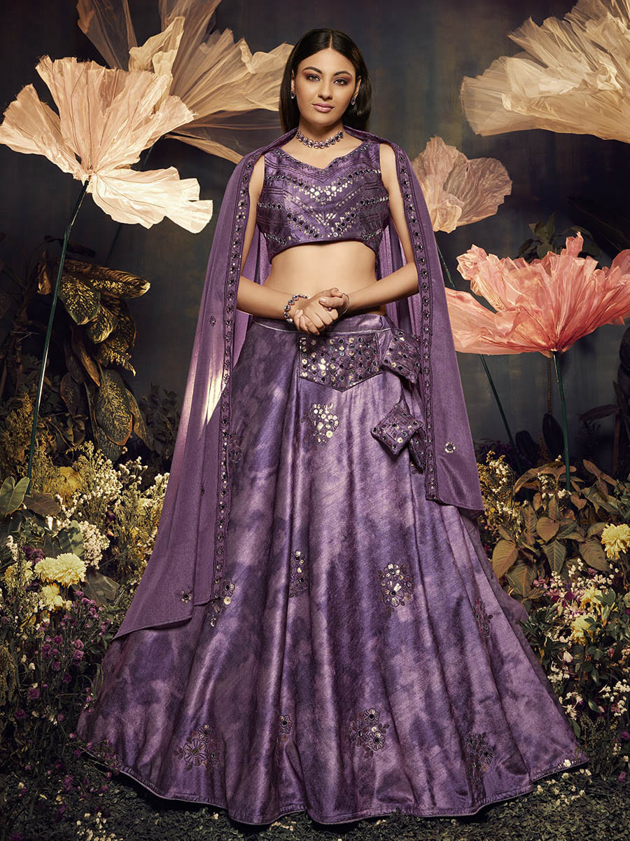 Myra Purple Velvet Embroidered Designer Lehenga