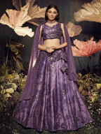 Myra Purple Velvet Embroidered Designer Lehenga