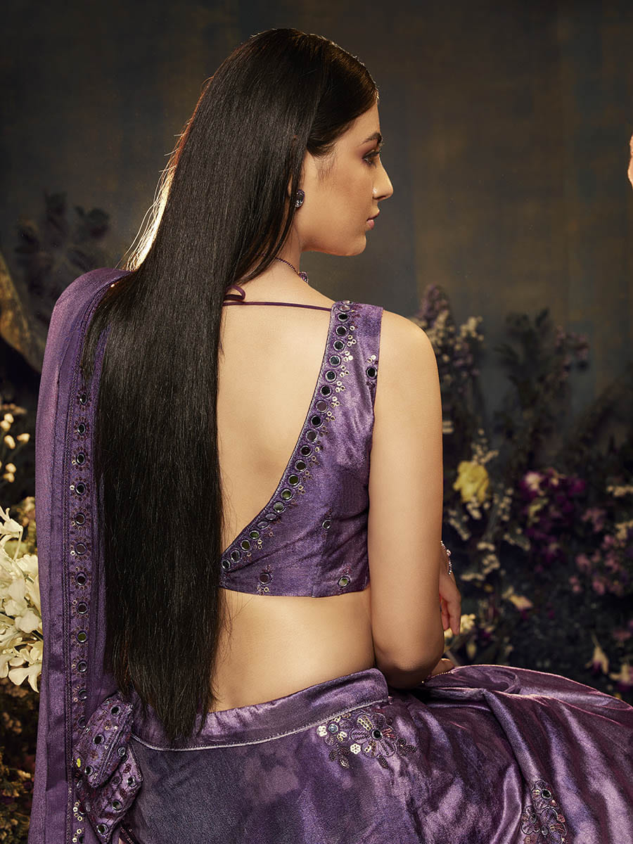 Myra Purple Velvet Embroidered Designer Lehenga