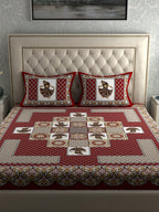 LA VERNE Jaipuri Print 104 TC Cotton 1 Double Queen Bedsheet With 2 Pillow Covers