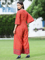 Juniper Women Coral Rayon Printed Regular Jumpsuit - Distacart