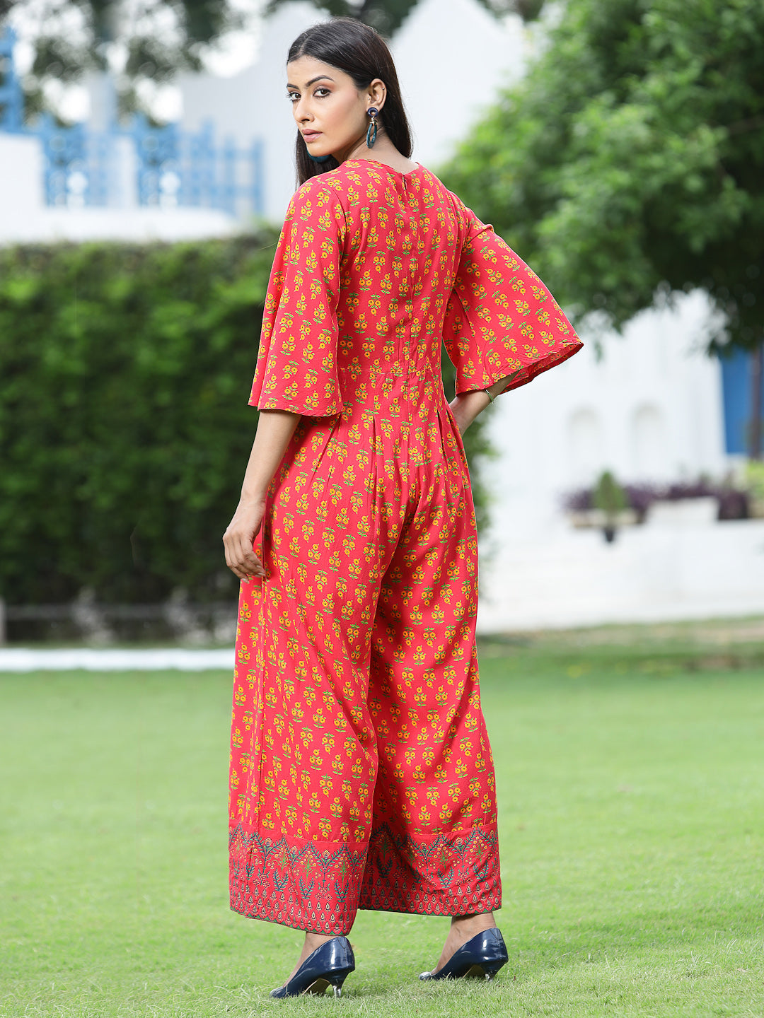 Juniper Women Coral Rayon Printed Regular Jumpsuit - Distacart