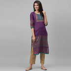 Maai Rayon Hand Printed Kurta Purple - Distacart