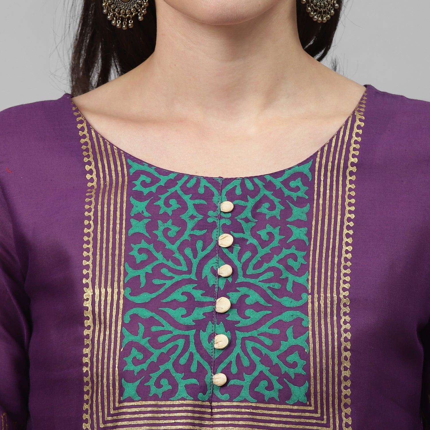 Maai Rayon Hand Printed Kurta Purple - Distacart