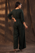 Juniper Women Jadegreen Rayon Slub Embroidered Regular Jumpsuit - Distacart