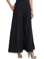 Juniper Women Black Rayon Solid Flared Palazzo - Distacart