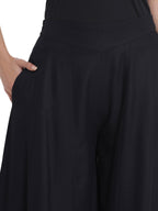 Juniper Women Black Rayon Solid Flared Palazzo - Distacart