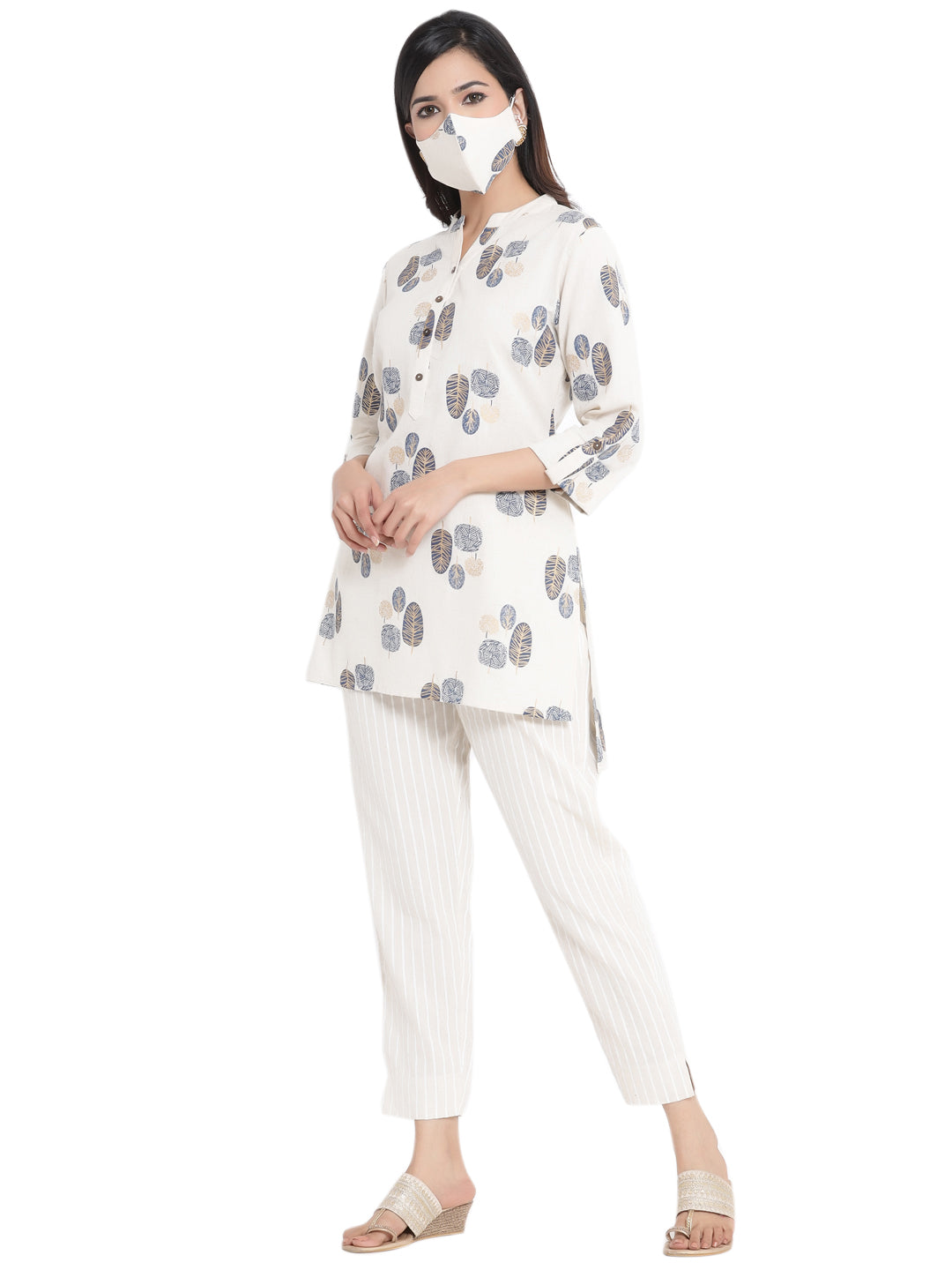 Juniper Women Natural Cotton Flex Printed High-Low Kurta - Distacart
