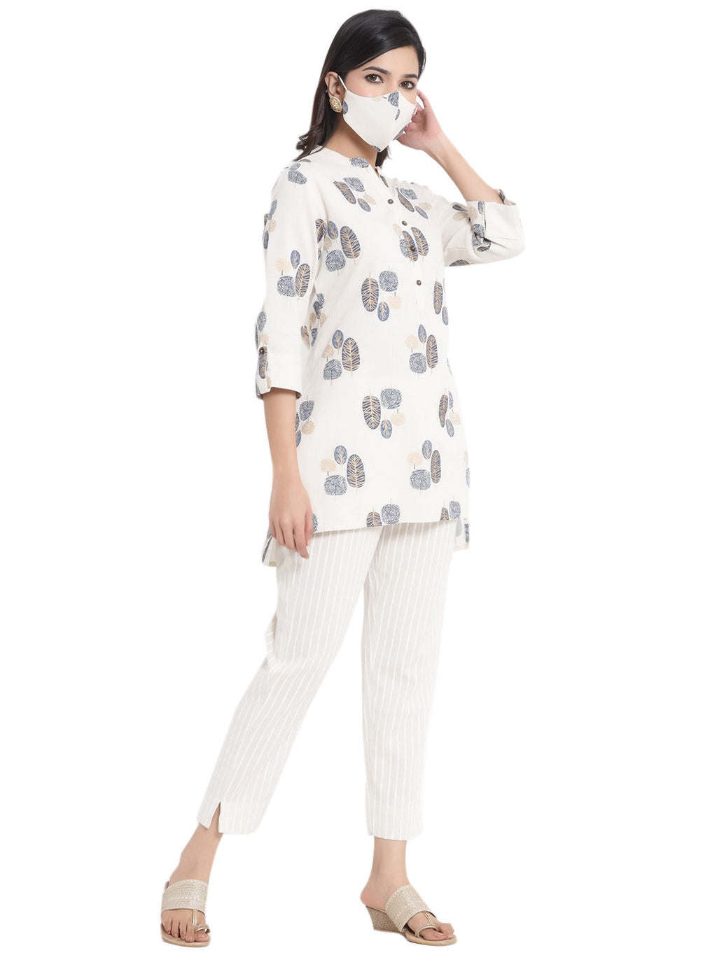Juniper Women Natural Cotton Flex Printed High-Low Kurta - Distacart