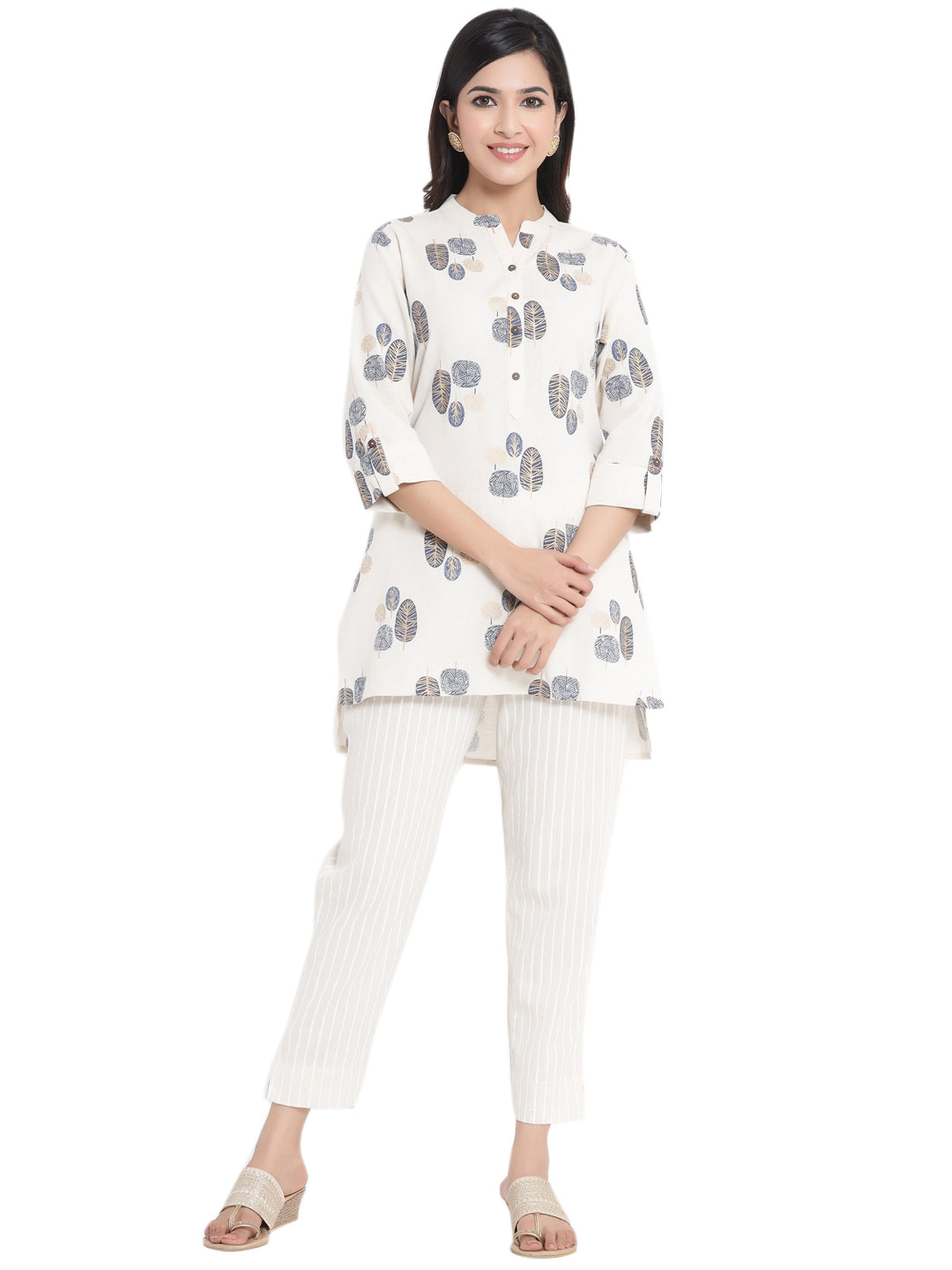 Juniper Women Natural Cotton Flex Printed High-Low Kurta - Distacart