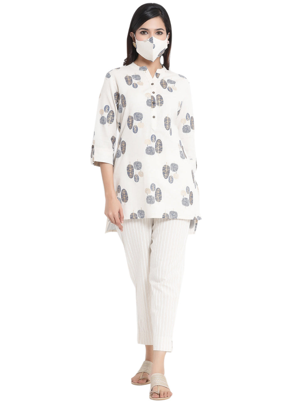 Juniper Women Natural Cotton Flex Printed High-Low Kurta - Distacart