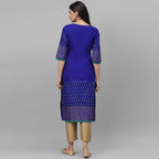 Maai Rayon Hand Printed Kurta Blue - Distacart