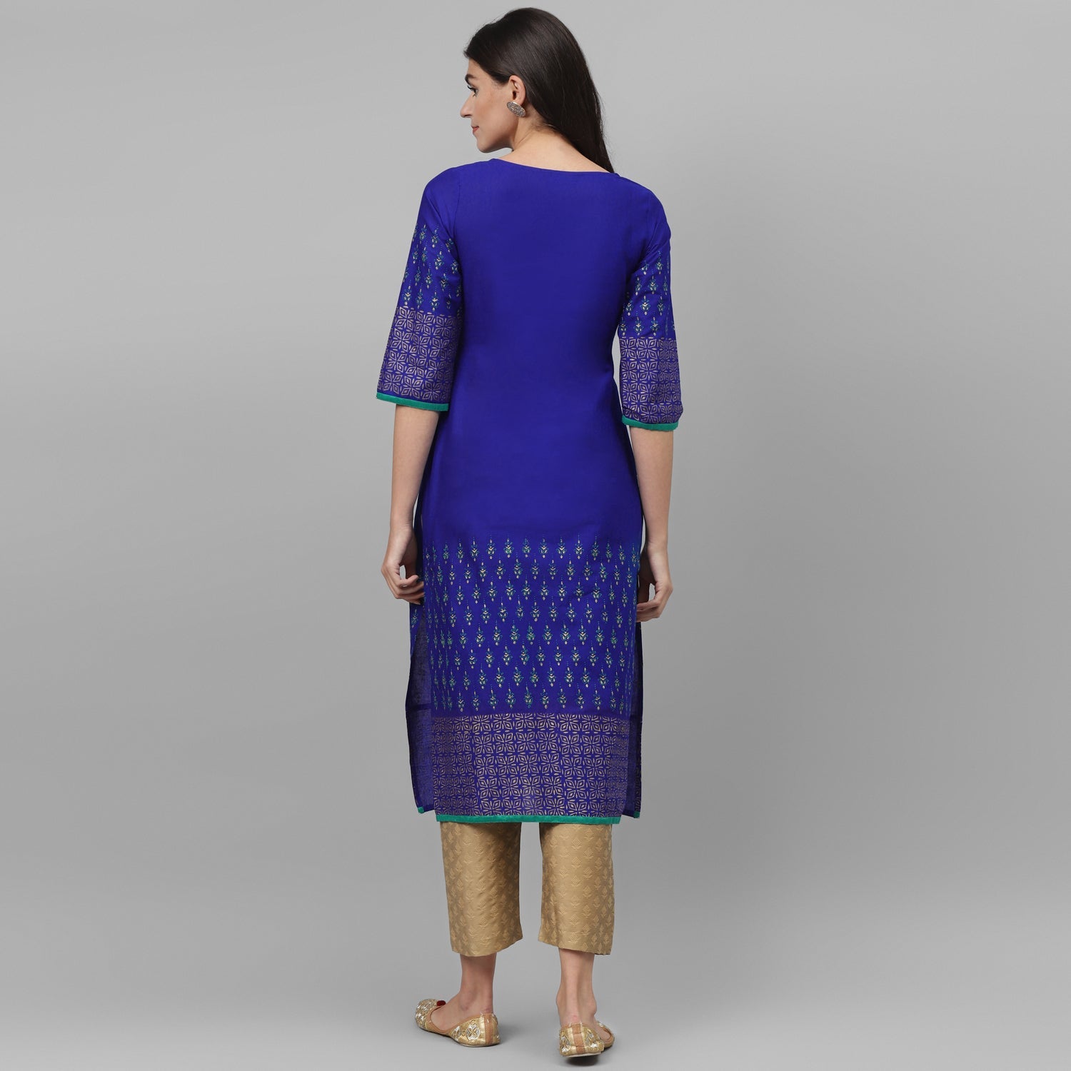 Maai Rayon Hand Printed Kurta Blue - Distacart