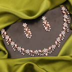 Tehzeeb Creations Brass, Stone, Crystal, Stainless Steel Gold-Polished Pink Jewel Set